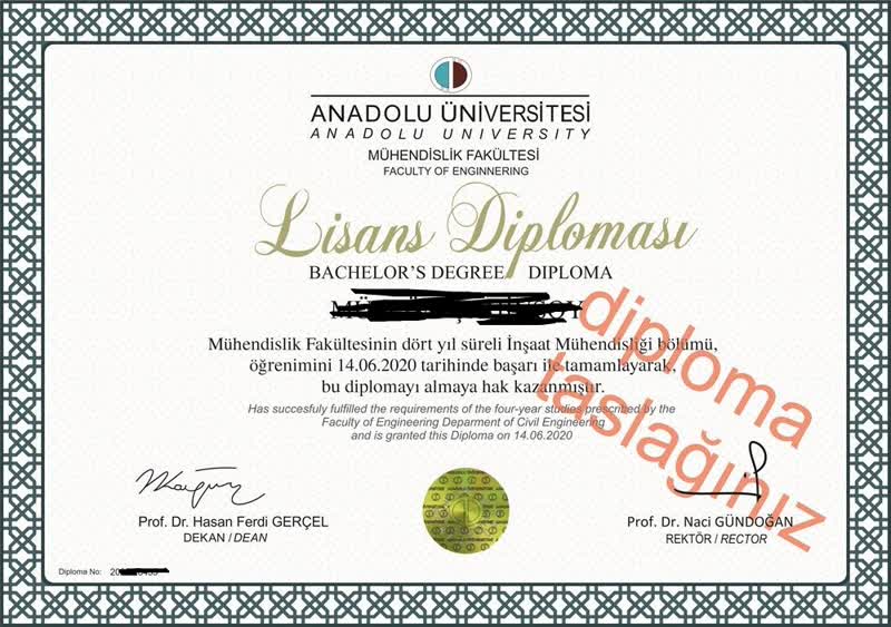 Üniversitesi tarzı diploma